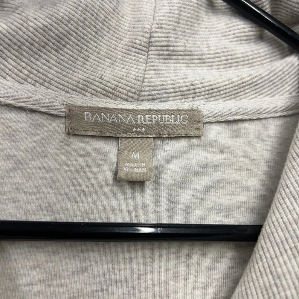 Banana Republic Mens M Oatmeal Heather Button Collar Pullover Sweatshirt 1714